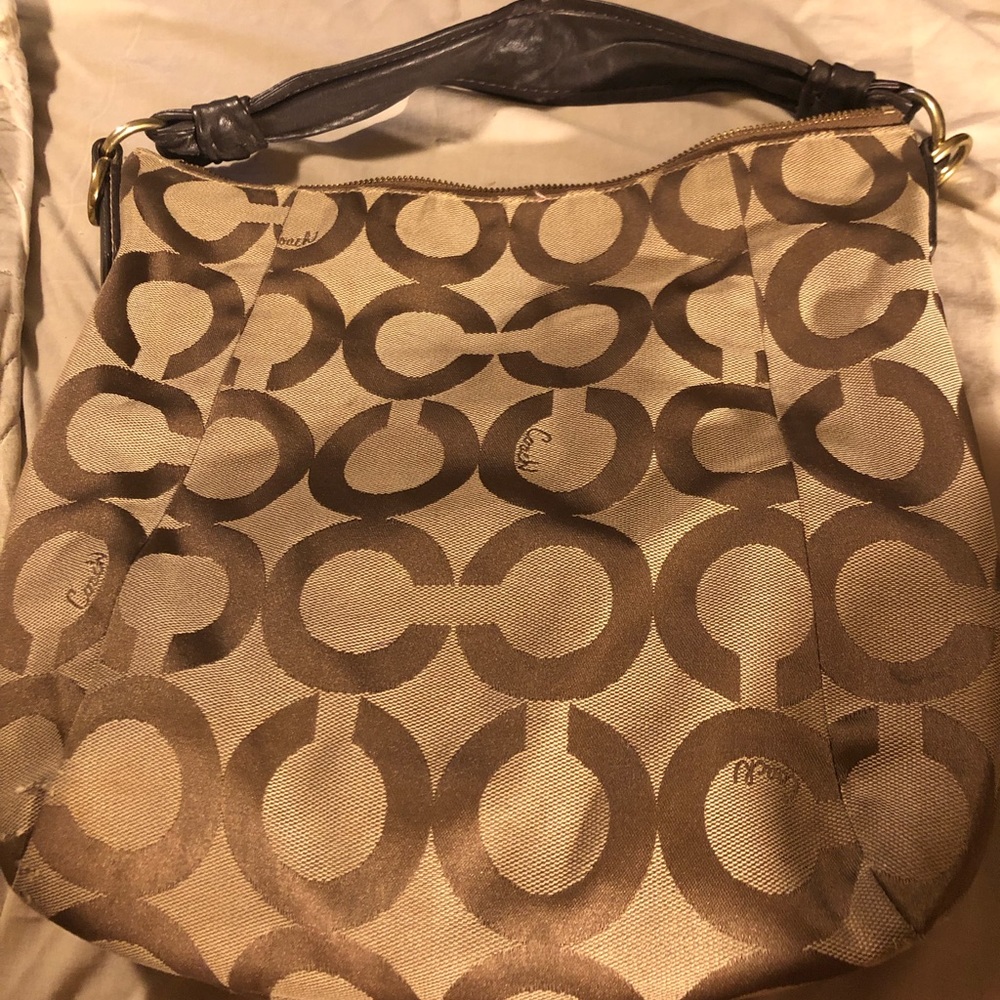 Coach handbag beige w/  brown & gold accents